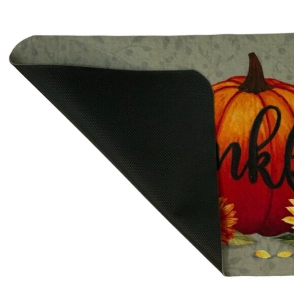 Sunflower Pumpkin Accent Rug Welcome Mat Thankful Rectangle Multicolor 17 x 30 - Picture 2 of 14